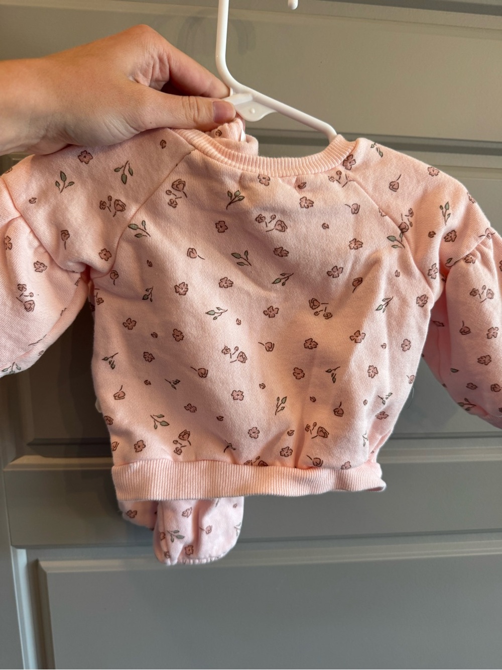 Rabbit & Bear Organic Pink Floral Infant Sweatshirt set - Picture 6 of 6